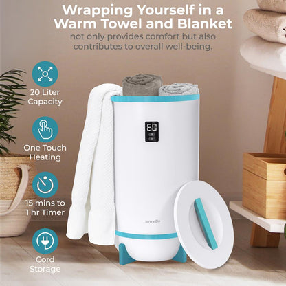 Chauffe-serviettes et couvertures, luxe spa, arrêt automatique, convient à 2 grandes serviettes, bleu 