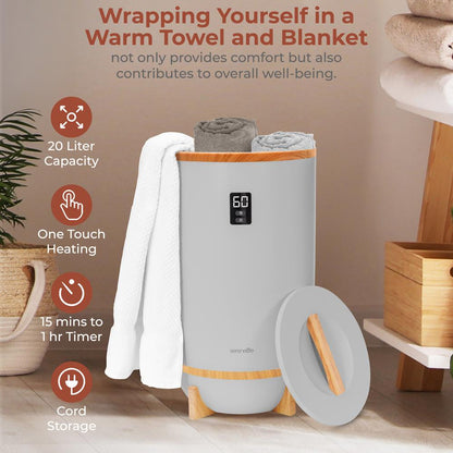 Chauffe-serviettes avec porte-parfum, arrêt automatique, convient pour 2 serviettes, gris 