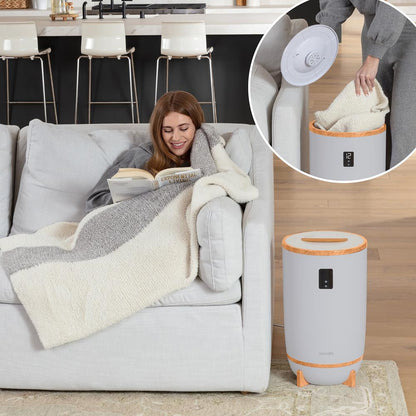 Chauffe-serviettes avec porte-parfum, arrêt automatique, convient pour 2 serviettes, gris 
