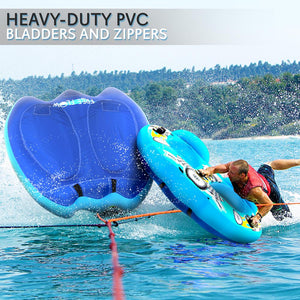 Inflatable Towable Tube for 2, Fast Inflation, Heavy-Duty PVC, Blue