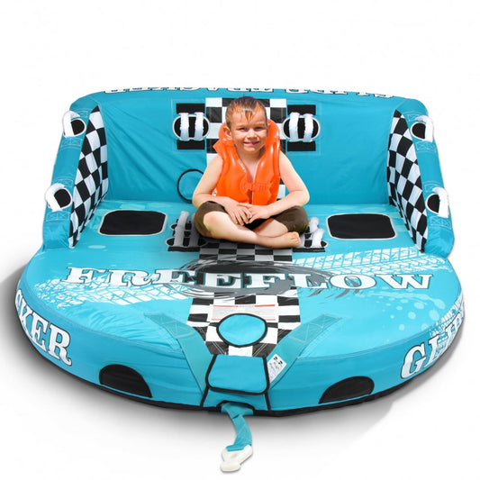 3-Person Towable Tube for Boating, Fast Inflation, Heavy-Duty Nylon Cover