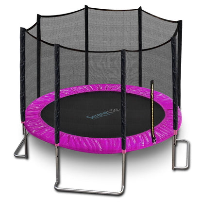 10FT Outdoor Trampoline, Safe Jumping, Reinforced Mat, Pink