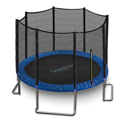 Trampoline extérieur de 8 pieds, saut en toute sécurité, tapis renforcé, bleu 