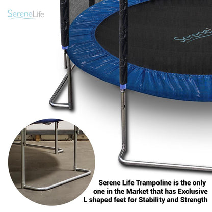 Trampoline extérieur de 8 pieds, saut en toute sécurité, tapis renforcé, bleu 
