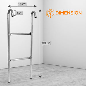 Outdoor Trampoline Safety Ladder, Weather Resistant Steel, 2-Step