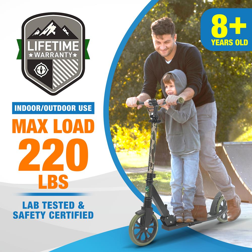 Kick Scooter for Teens & Adults, Smooth Ride, Alloy Deck, Camouflage