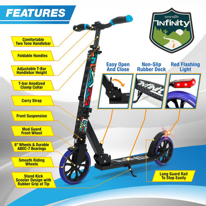 Trottinette pour adolescents et adultes, plateau réglable en alliage, design graffiti 
