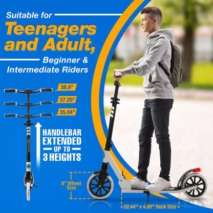 Trottinette pliable pour adolescents et adultes, roues lisses, plateau en alliage 