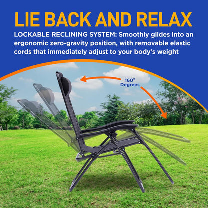 Zero Gravity Recliner Chairs 2-Pack, Ultimate Comfort, Steel & Textilene