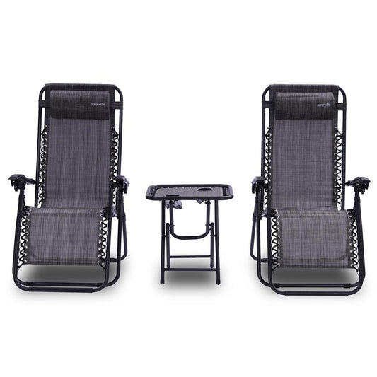 Zero Gravity Chair Set 2-Pack, Ultimate Comfort, Steel & Textilene, Gray