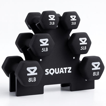 Neoprene Dumbbell Set with Stand - SQDBT30BK