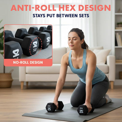 Neoprene Dumbbell Set with Stand - SQDBT30BK