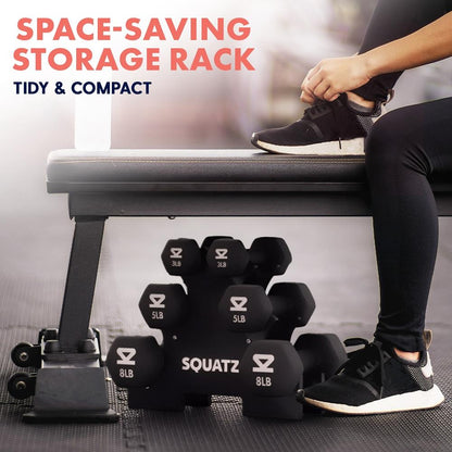 Neoprene Dumbbell Set with Stand - SQDBT30BK