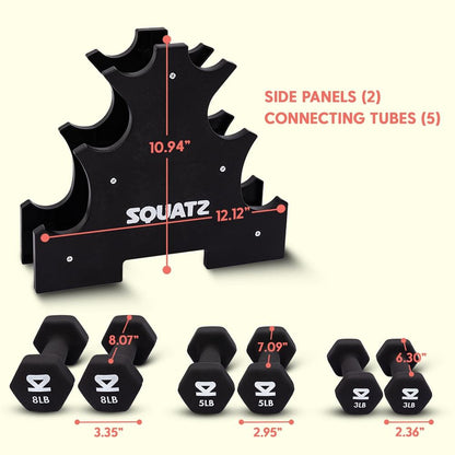 Neoprene Dumbbell Set with Stand - SQDBT30BK